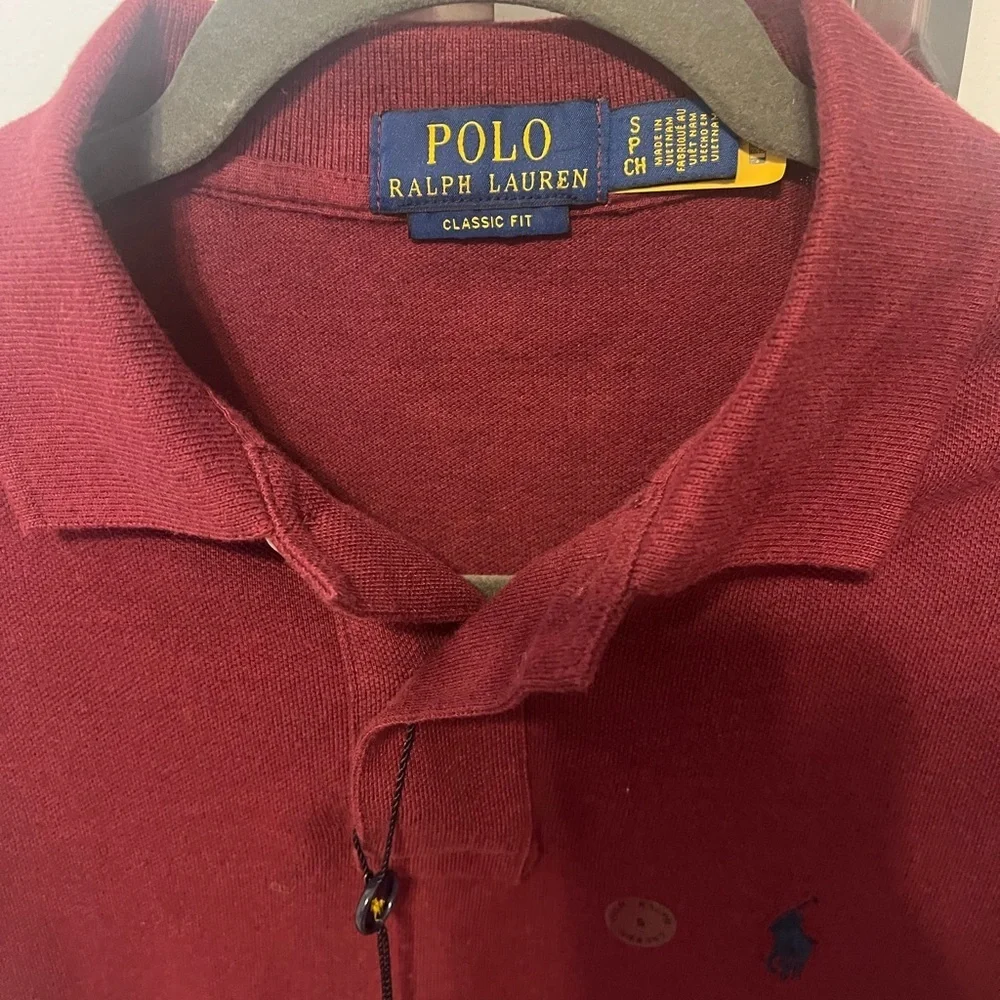 Ralph Lauren Men's Classic Fit Long-Sleeve Polo in Burgundy Sz S NWT